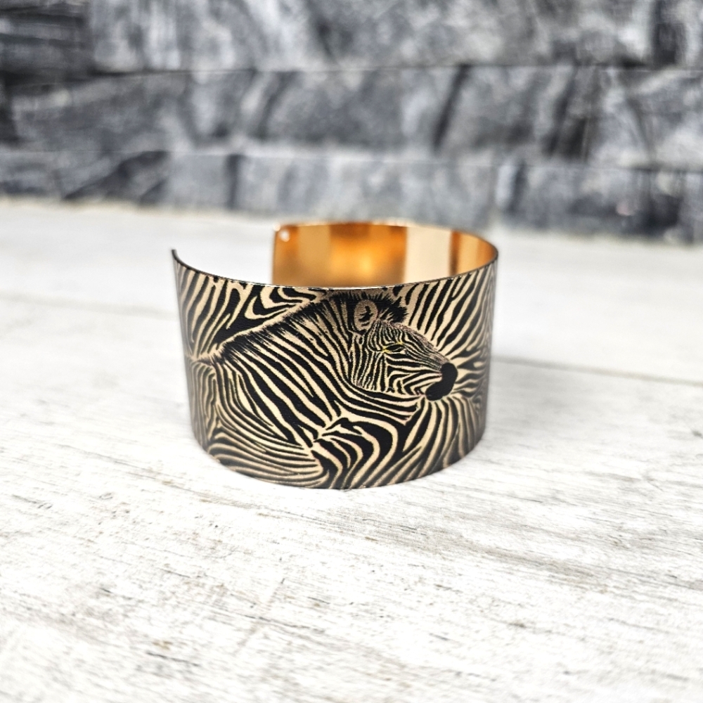 Classic Boho Zebra Metal Cuff Bracelet